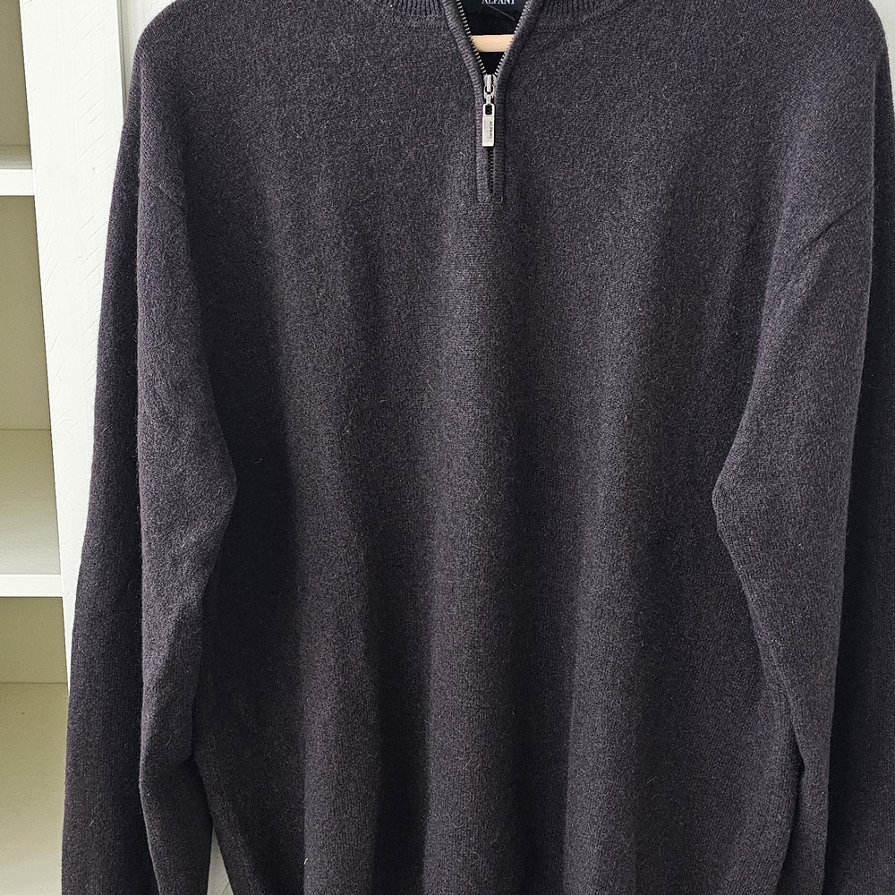 Alfani Chocolate Quarter Zip-Up Sweater for Men
